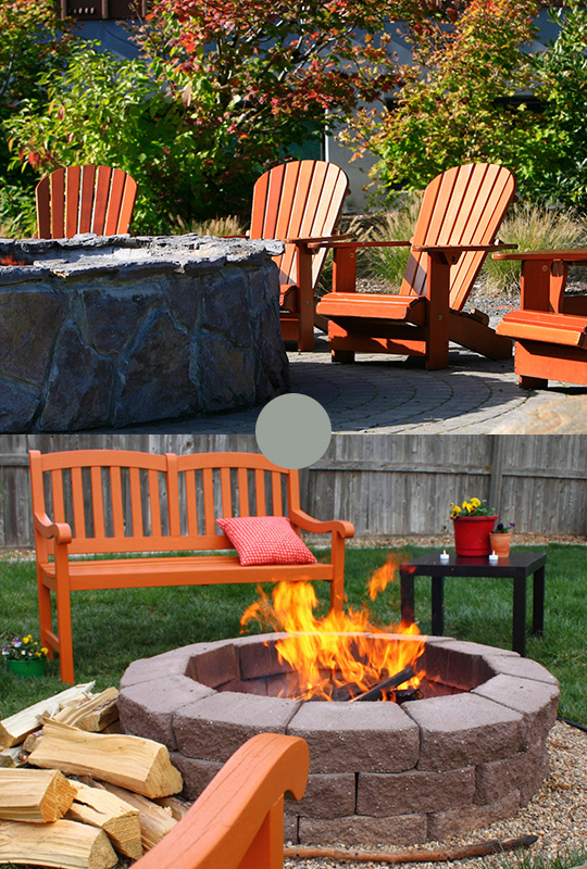 Backyard-Firepit-On-Concrete-Surface-With-Patio-furniture