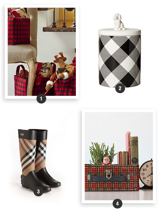 Buffalo-Plaid-Baskets-Rain-Boots-And-Vintage-Lunchbox-With-Ceramic-Pet-Treat-Canister