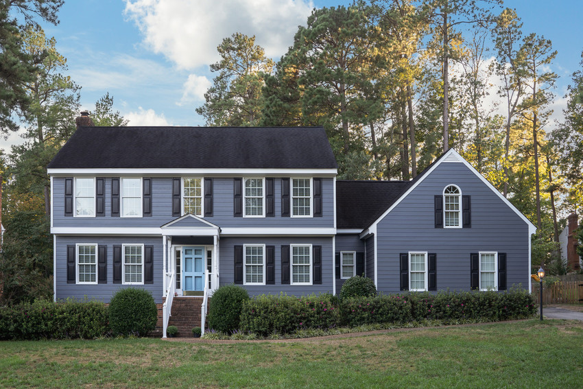 Colonial Style Home Blue James Hardie Siding