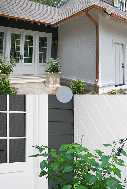 Iron-Gray-HardiePlank-Lap-And-Artic-White-Artisan-Lap-Siding-Back-Walkway-Entrance-Compared-With-Siding-Closeup