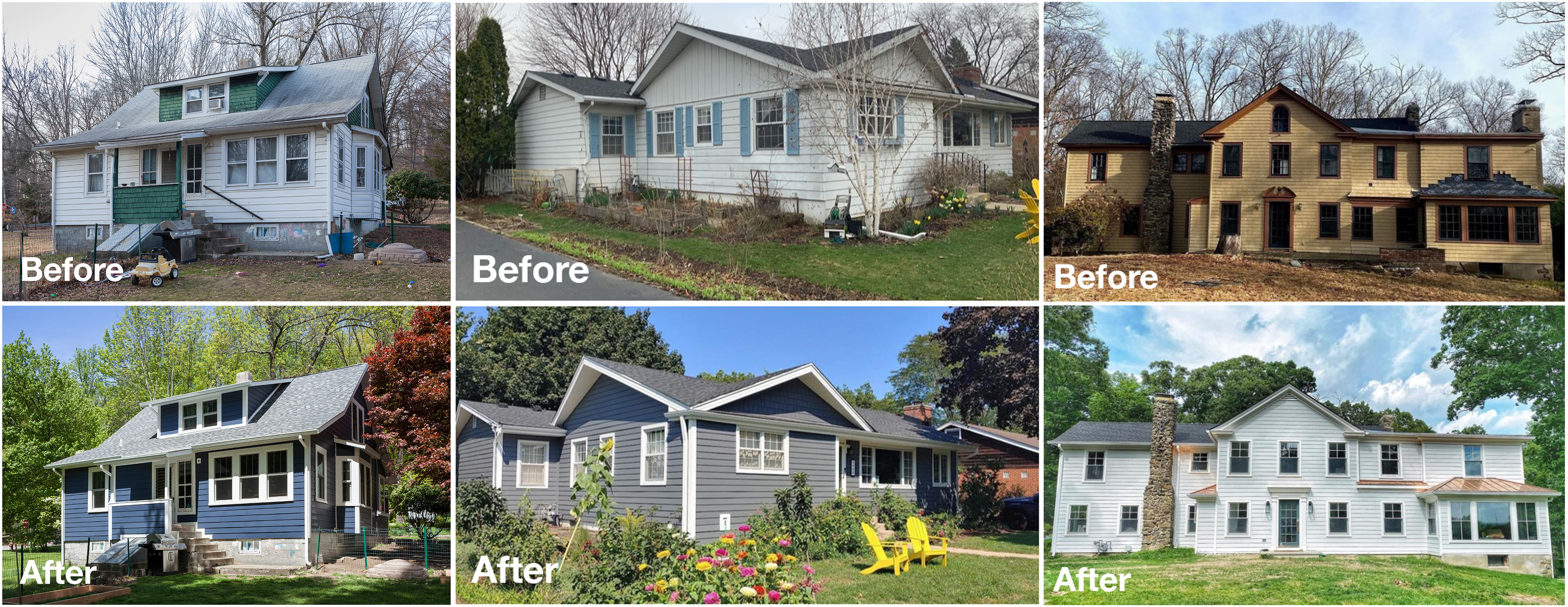 Three Before and After Siding Transformation Houses